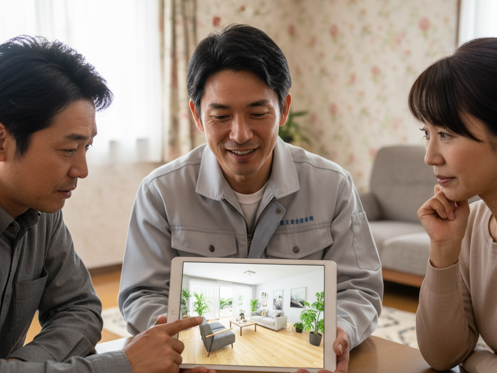 リビングで商談中